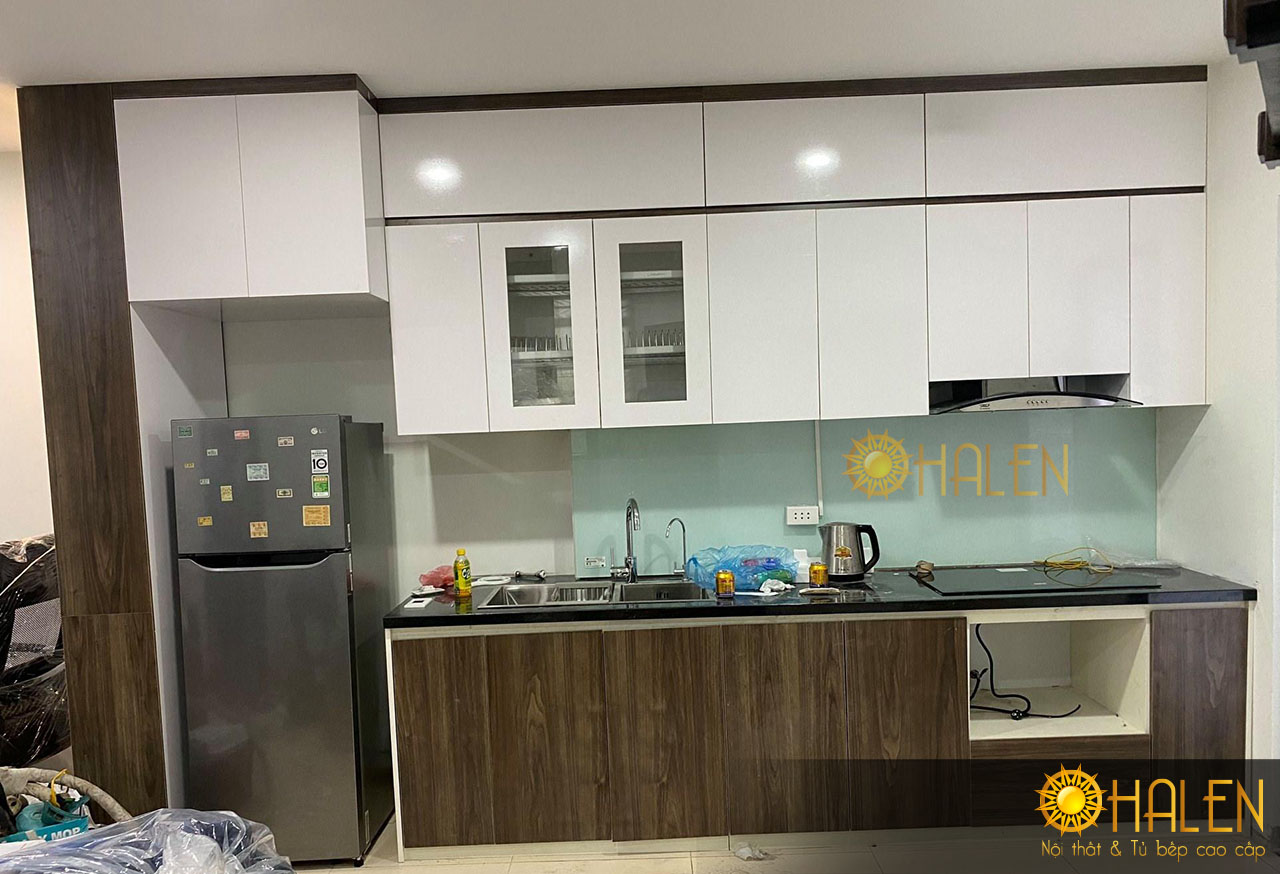 Tủ bếp Melamine đẹp - hiện đại OHALEN thi công tại Triều Khúc , Thanh Xuân, HN