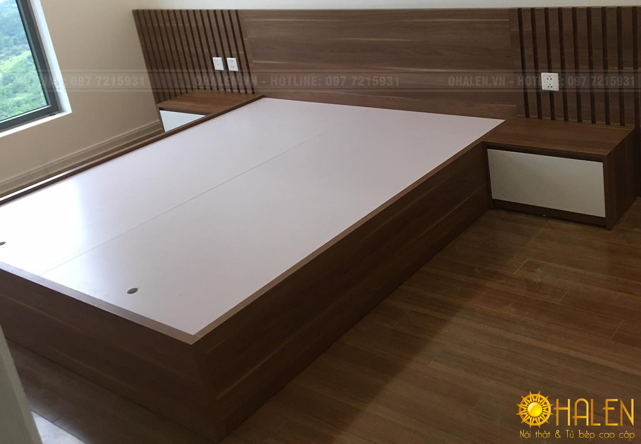 Thiết kế giường ngủ bằng gỗ công nghiệp chống cong vênh và co ngót