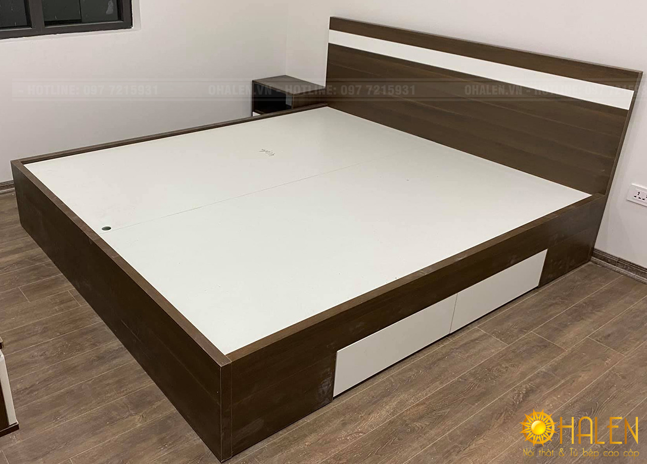 Mẫu giường ngủ với thiết kế có ngăn kéo giúp bạn co thêm chỗ để đồ