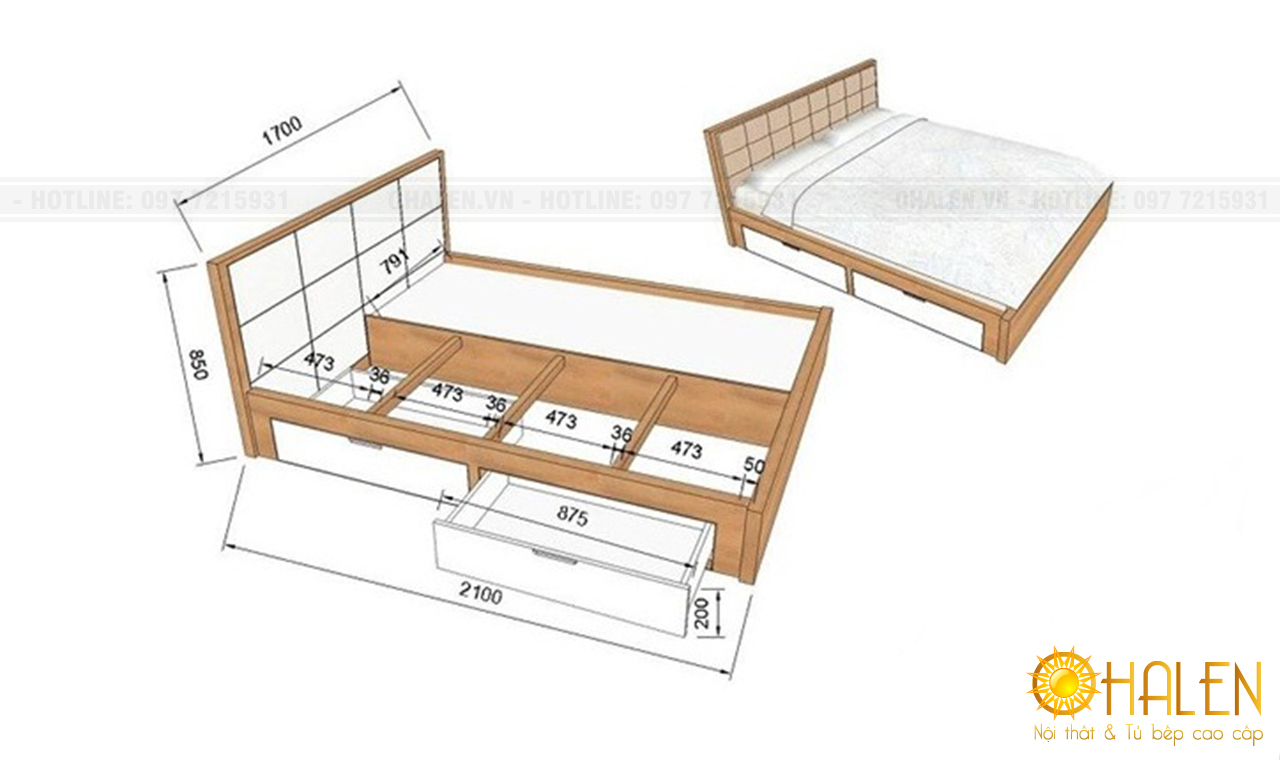 Cấu tạo giường ngủ gỗ công nghiệp
