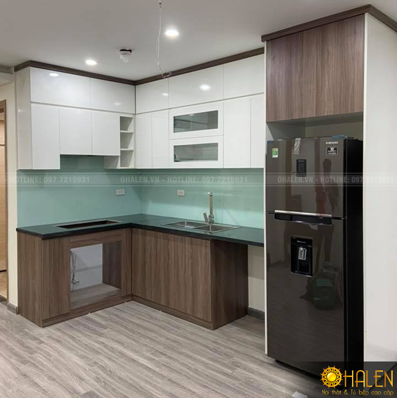 Với những không gian nhà bếp chung cư thì có thể sử dụng tủ bếp sát trần