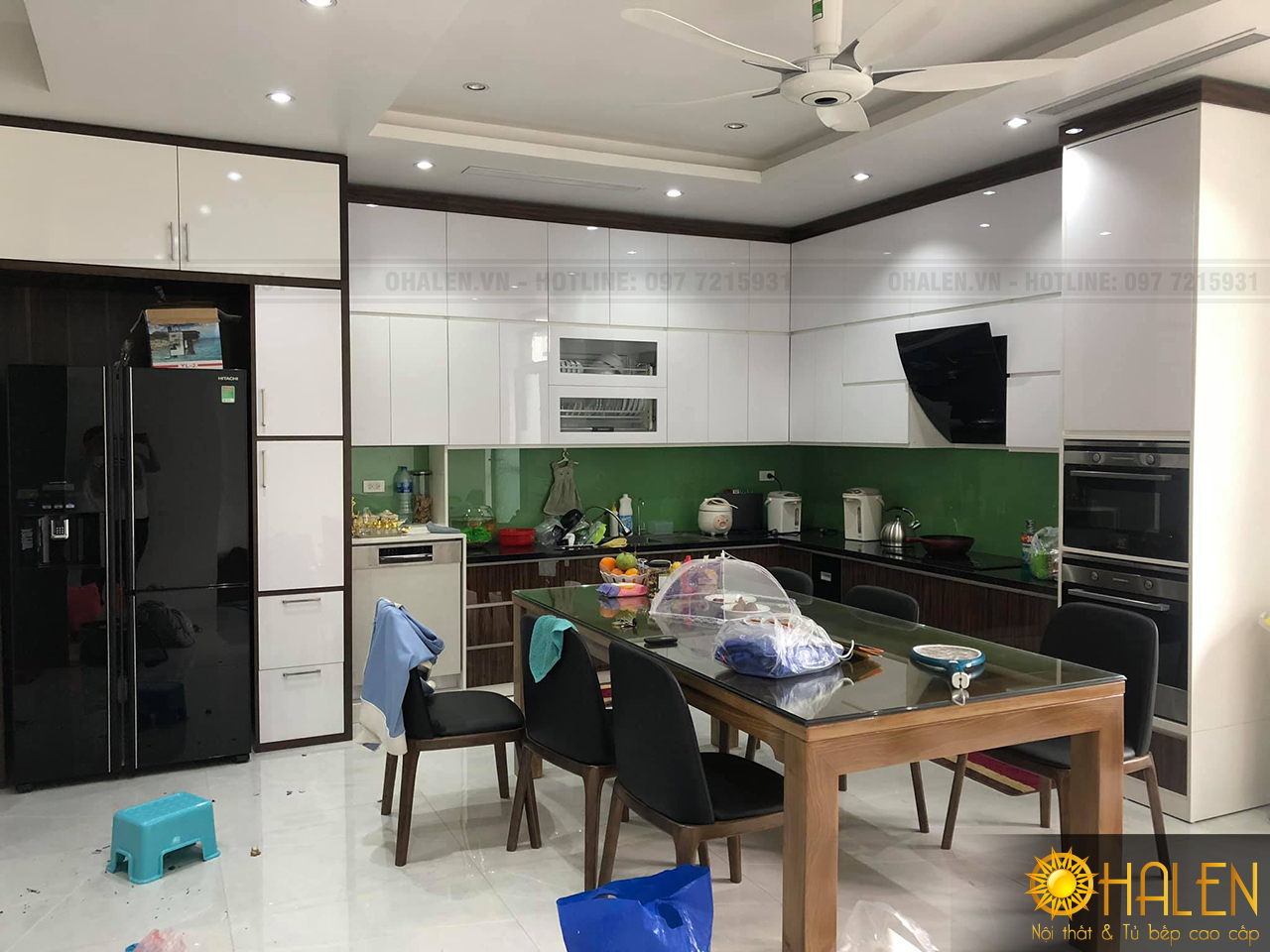 Tủ bếp kịch trần cho không gian bếp gđ anh Tuân - Vĩnh Phúc