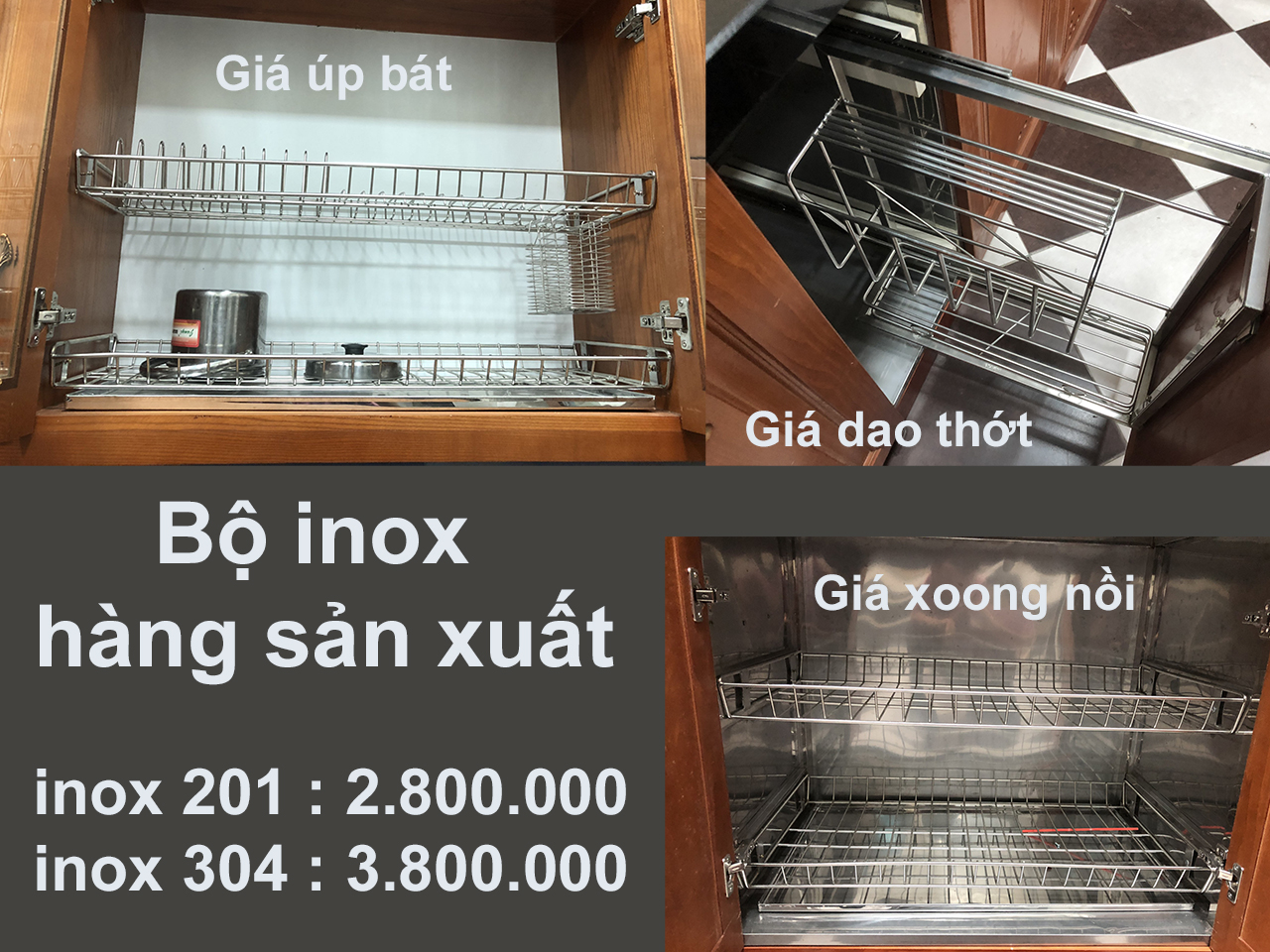 Bộ phụ kiện inox cho tủ bếp đảm bảo độ bền đẹp