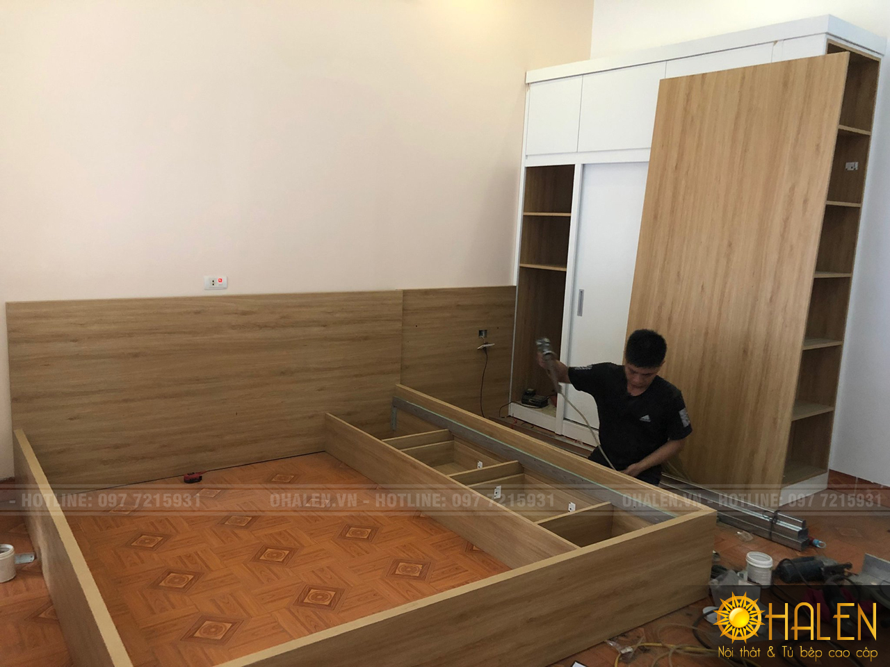 Hình ảnh quá trình thi công nội thất phòng ngủ - đóng nội thất tại Phúc Thọ , Hà Nội